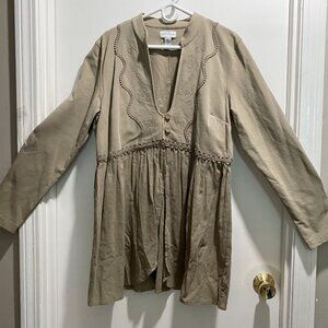 Soft Surroundings Cotton Lace Embr. Peplum Lagenlook Boho Sweatshirt Tunic XL